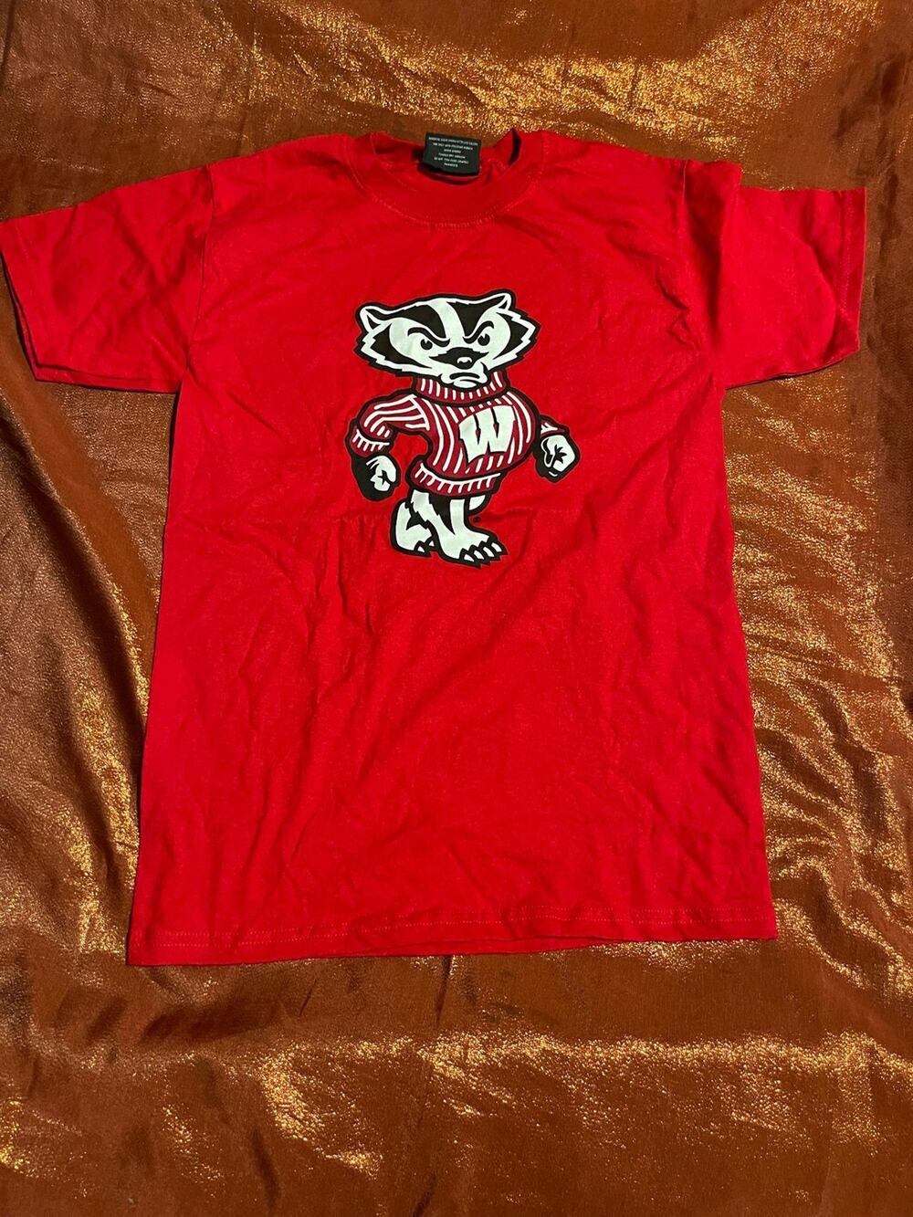 Steve & Barrys T-Shirt Mens S Wisconsin Badger Mascot Red Short Sleeve Tee
